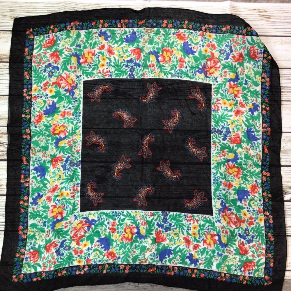 3/$10💕 VINTAGE Multi Colored Floral Print Large Oversized Boho Shabby Chic Scarf